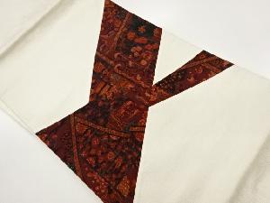 手描き切り嵌め花鳥に人物模様名古屋帯